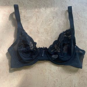 Vintage style black lace bra